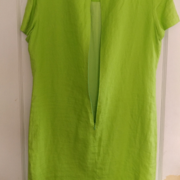 Talbots Linen dress, 12, bright green - Picture 3 of 7